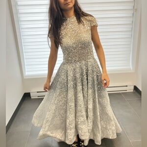Small Elegant Silver Glitter Dress from Dubai Handmade
